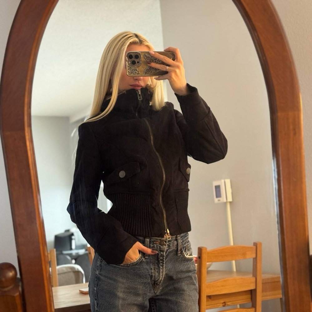 River Island Black Bomber Jacket